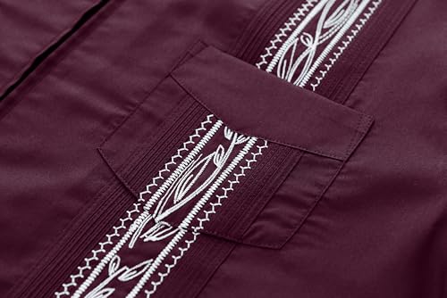 Men's Short Sleeve Guayabera Shirts for Men Cuban Zipper Casual Cotton Beach Tops with Pockets4