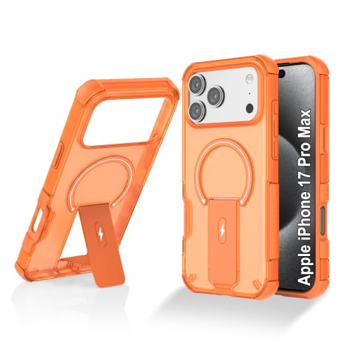 Image of ZAP CASE Matte Kickstand Case for iPhone 17 Pro Max | Magsafe Compatible | Premium Polycarbonate Back + Flexible TPU Bumper | Foldable Stand | Military-Grade Drop Protection | Anti-Fingerprint |Orange