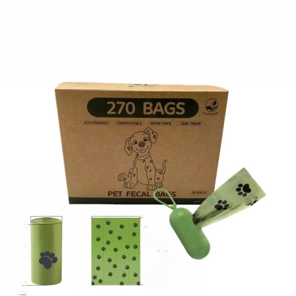 Poop Bags for Dogs, Rolls With Dispenser, With Osmanthus Aroma 18 rolls, 270 Count, Leak-Proof and Durable, Easy Tear-Off Rolls for Convenient Cleaning