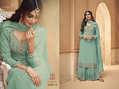 Alamara Fashion Pakistani Indian Georgette with Embroidery Work Salwar Kameez Palazzo Suit Ready to Wear4