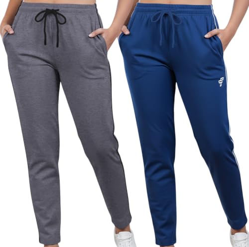 Image of Women Cotton Regular Fit Track Pants (Pack of 2)