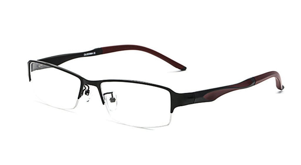 LUOMON Non-Prescription Plain Glasses for Men Half Rimless Business Eyeglasses with Titanium Alloy Frame EG002