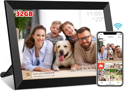 Digital Photo Frame, YOUYU 10.1" WiFi Digital Picture Frame, HD IPS Touch Screen,32GB Memory, Auto-Rotate, Electronic Picture Frame Share Photos and Videos Instantly via Uhale App from Anywhere-Black
