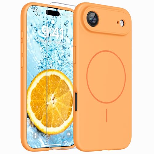 Image of Magnetic for iPhone Air Case,Shockproof Matte Cover,Orange | with Screen Protector,Compatible with MagSafe,Military Grade Drop Protection,Full Camera Protection,Non-Slip Design Case