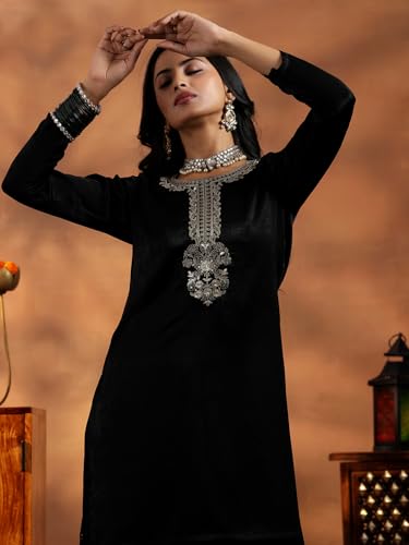 Image of Libas Womens Embroidered Velvet Co ord Set for Women | daily wear | casual wear | office wear