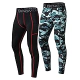 ZENGVEE 2 Piezas Mallas Running Hombre Pantalones de Compresión para Hombres Secado Rápido Mallas Deportivas Hombre para Fitness（1818） Black Camo-S