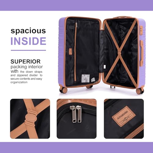 Image of 4-Piece Luggage Sets 16 inch20 inch24 inch28 inch,Suitcases with Double Spinner Wheels and TSA Lock,Hardcase 6 set Luggage with Underseat Duffel Bag