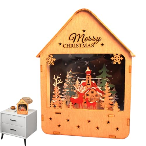 Veilleuse de cabane rustique à LED, ornement de maison de cabane de Noël, cabane en rondins éclairée par LED, veilleuse de cabane en rondins de vacances, lumière de cabane de village de Noël, veilleus