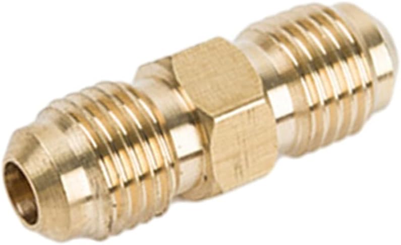 3pc Gas Hose Connector Set 1/4 inch Left Threaded Double Nipple Coupling for Propane Gas Brass Material Threaded Nut with Groove and Tapered Seal Design