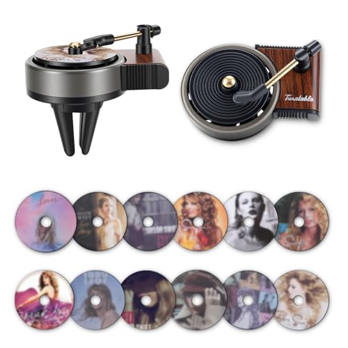 TNNEEV Record Player Car Air Freshener Vent Clip 12PCS Vintage Album Style Refill Pads Taylor Air Freshener Car Decor Accessories Fresh Linen Scent Air Fresheners for Car Music Lovers Gifts