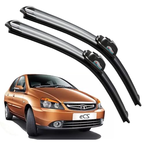 Image of Frameless Rubber Car Wiper Blades Set of 2 Compatible with (TATA Indigo CS (2013-2018) (D-24,P-16))