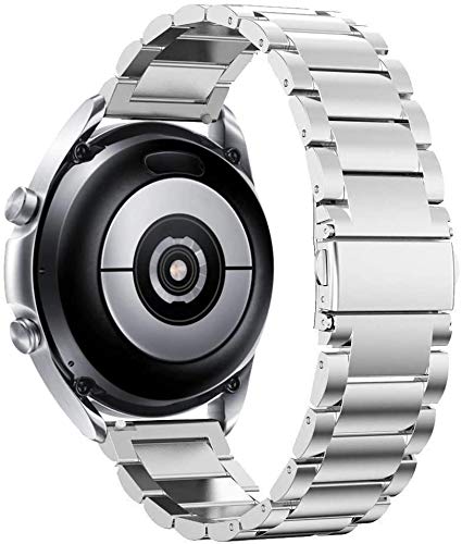 Sundaree Compatible con Correa Galaxy Watch Active/Gear S2 Classic,20MM Metal Acero Inoxidable Reemplazo Correa Pulsera con Metal Corchete para Samsung Galaxy Watch Active/Gear Sport(Sport Silver) Cover