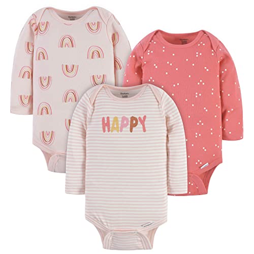 Image of Gerber baby-girls 3-pack Long-sleeve Onesies BodysuitBaby and Toddler T-Shirt Set