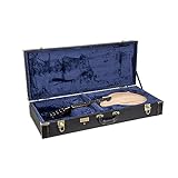 Crossrock Hard-Shell Wooden Case fits F-style Mandola-Stainless Steel Latches, Sponge Lining, Metal Feet, Storage Space - Black (CRW620MLBK-R)