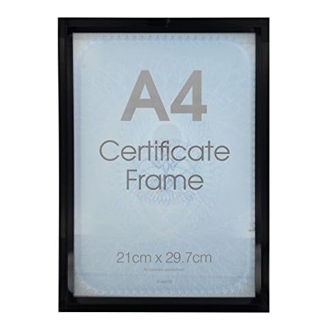 A4 Certificate Photo Picture Frame Black/Silver/Gold-(Black) Cover
