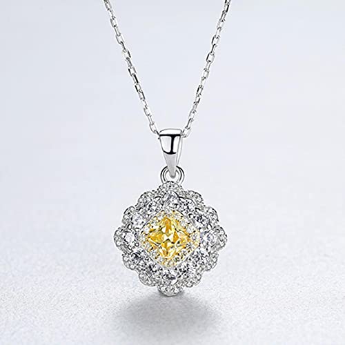 Pendentif à fleurs citrine solide YZCIS cadeau anniversaire parfait femme