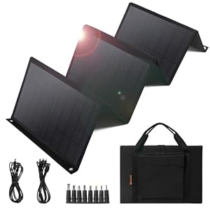 Portable Solar Panel – 60W Foldable Solar Panels with 5V USB and 18V DC for Camping,Cell Phone,Tablet and 5-18V Devices – Compatible with Solar Generators Power Stations