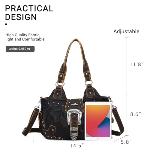 Image of Angel Kiss Hobo Bags for Women Vegan Leather Purses and Handbags Ladies Chic Shoulder Bags Crossbody Purses with Metal Studs