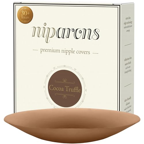 Niparons Nipple Covers - Premium Invisible Adhesive Reusable Silicone Nipple Covers (Cocoa Truffle 8cm)
