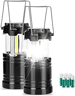 Camping Lantern,2 Pack Portable LED Camping Lamp Battery Operated Emergency Lantern with Magnetic Base and Foldable Hook for Hurricane,Emergency,Home,Shed,6 AA Batteries Included