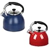 Rorence Tea Kettle, Stainless Steel Whistling Kettle for Stove Top-2.5 Quart, Navy Blue & Red