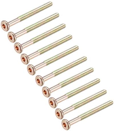 sourcing map M6x65mm Furniture Screw Hex Socket Machine Screws Zinc Plated Fasteners Bolts Half Thread Carbon Steel 15Pcs