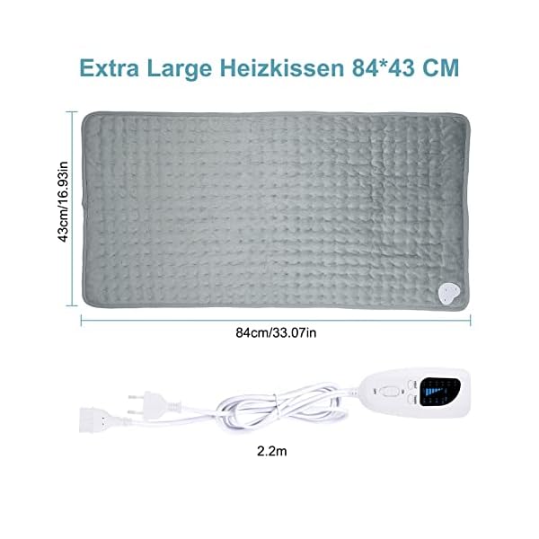 MILFECH 84x43 cm Heizkissen mit Abschaltautomatik, Elektrisch Wärmekissen Schnelle Heiztechnik mit 6 Temperaturstufen&4… – Bild 8