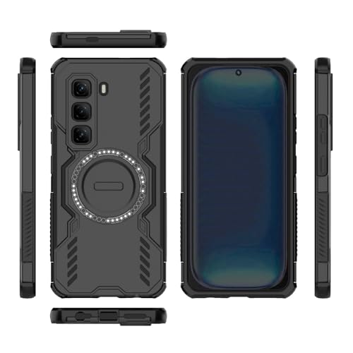 YUXING Coque Antichoc Militaire pour Infinix Hot 50 Pro 4G - Protection Armure Magnétique avec Airbags, Double Couche TPU+PC, Motif Antidérapant-Black