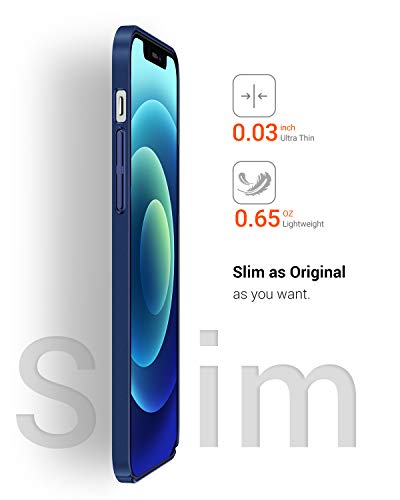 TORRAS Slim Fit Compatible with iPhone 12 Mini Case 5.4 inch, Ultra Thin Silky Soft Touch Hard Plastic Matte Finish Grip Protective Designed for iPhone 12 Mini, Navy Blue — view 2
