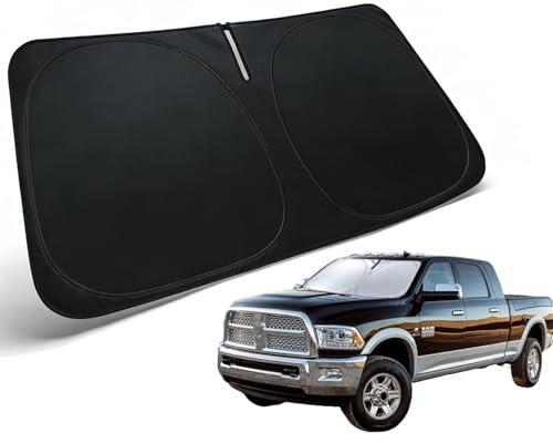 Image of Car Front Windshield Sun Shade for RAM 2500 3500 2010-2023, Car Window SunShades Shield Cover Visor Protector with 240T Reflective Fabric UV & Sun Heat Protection Accessories
