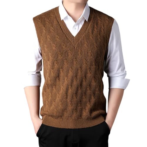 Pull homme sans manches chaud, gilet débardeur hiver col en V