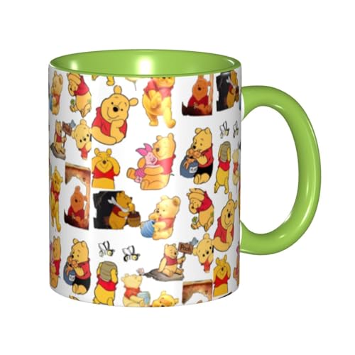 くまのプーさん セラミックマグカップ 食器 大容量コーヒーカップ 330ml 耐熱 おしゃれなマグカップ オフィスホーム用 プレゼントに最適 再利用可能 ギフト 男女兼用 Green