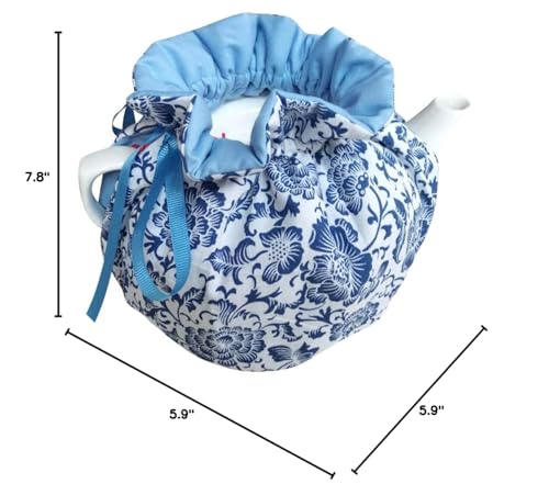 Image of JOONOR Tea Cosy - Cotton Printed Tea Cosy, Vintage Floral Dust Cover for Kitchen Tea Pot, Breakfast Warmer, Insulation and Keep Warm, Color#10