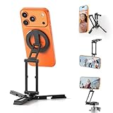 Ulanzi SK29 スマホホルダー ミニ三脚 magsafe用 三脚マウント 磁気マグネット アルミ製 フック付き 三つ関節調整 Uka&Acraクイックリリース対応 1/4インチ穴付き スマホ三脚スタンド 三脚用アダプター iPhone 17/16/15/14/13/12/自撮り棒/Uka製品に対応 折りたたみ式 軽量 コンパクト