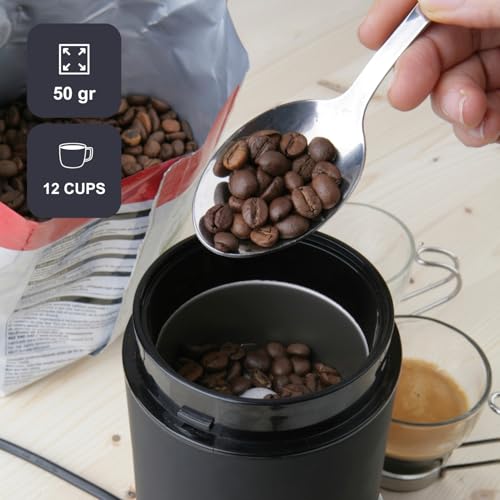 BLACK+DECKER - Elektrische Molen | BXCG150E | Voor Koffie, Noten, Kruiden, Zaden | Snel | 150W | 50g | Roestvrijstalen Container en Messen - Afbeelding 4