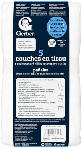 Gerber Prefold Premium 6-Ply Cloth Diapers, 5-Pack image 4