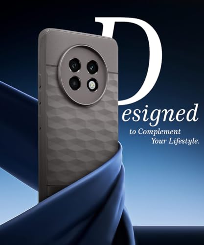 Image of WOW IMAGINE Back Cover for Realme 13 Pro 5G | Realme 13 Pro Plus 5G with Hexa Cube Design | Soft Rubberised Case | Inner Velvet Fabric | Matte Silicone Flexible Mobile Case | Camera Protection - Grey
