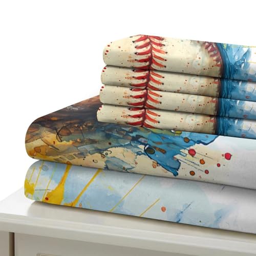 Parure de lit baseball 3D 135x200 microfiltre housse de couette - 7