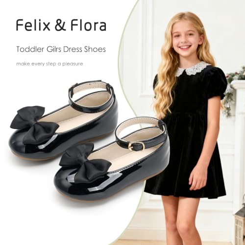 Image of Felix & Flora Toddler Flower Girl Dress Shoes - Baby Girl Ballet Mary Jane Flats for Party School Wedding