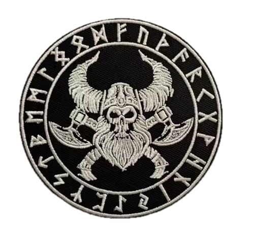 Parche termoadhesivo – Patch Biker – Cabeza vikingo – Motorcycles, bordado para decorar chalecos de moto, chaleco o ropa DIY