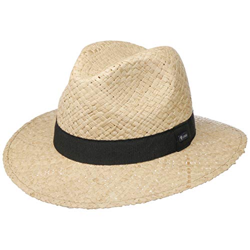 LIPODO Sombrero de Rafia Mantigo Traveller Mujer/Hombre - Made in Italy Verano Paja Sol con Banda Grosgrain Primavera/Verano - XL (60-61 cm) Natural