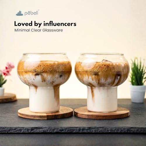 Image of PEBELLIFEWARE Cocktail Bubble Glass Tumblers (Set of 2) - Premium Borosilicate Clear Drinking Glasses 300ml for Coffee, Cocktail, Juice & Smoothie - Heat Resistant, Dishwasher Safe