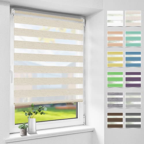 Bondfree Store Enrouleur Jour Nuit sans Perçage, Translucide, Facile à Installer avec ou sans Perçage, pour Fenêtre ou Porte, Protection Vie...