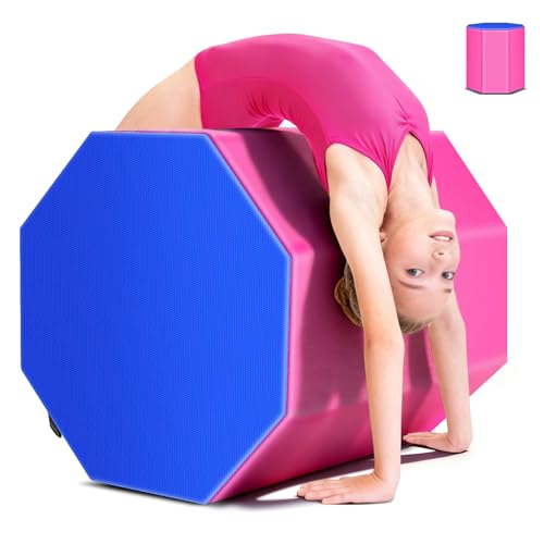 Srora Gymnastics Octagon Tumbler Mat 26/23 High-Density Foam Skill Shape Trainer for Walkovers Tumbling & Backbend Training Non-Slip PU Cover Lightweight for Kids Gymnastics Cheer & Home Use