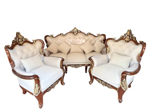 Image of Wooden Sofa Set Carving for Living Room (5 Seater Sofa @4)