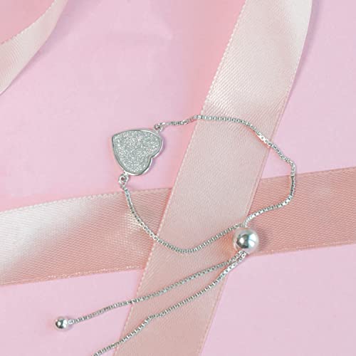 Amazon Collection Sterling Silver Glitter Heart Friendship Bracelet #TOP1