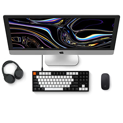 Image of Keychron C1 87 Key Wired Mechanical Keyboard, USB Type-C Cable, Double-Shot ABS Keycaps TKL Mechanical Gaming Keyboard, White Backlit Gateron G Pro Brown Switch for Mac Windows