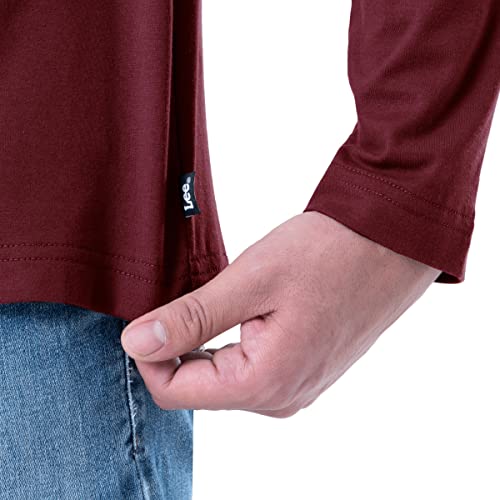 Lee Herren Long Sleeve Cotton T-Shirt, Rhabarber, Klein – Ansicht 4