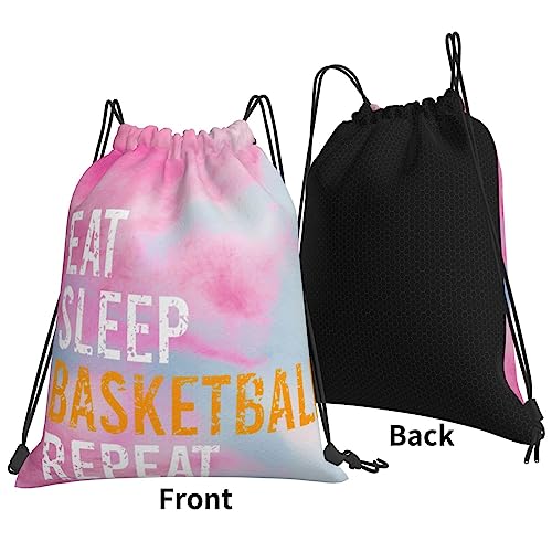Eat Sleep Basketball Repeat Drawstring Backpack Sports Gym Sack Sackpack String Bag Cinch Bag For Sport Yoga Travel Shopping Womens Mens3