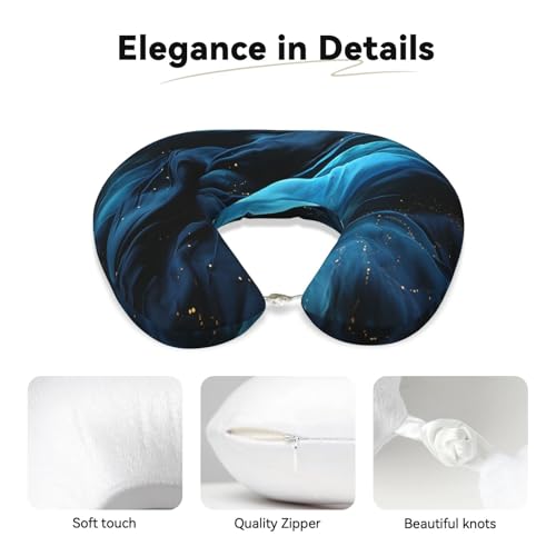 Almohada de viaje de espuma viscoelástica en U azul miniatura 4
